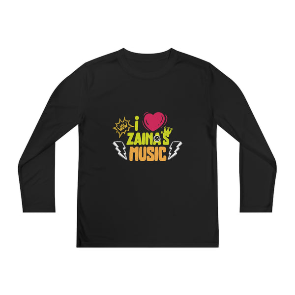 I Love Zainas Music Youth Long Sleeve Competitor Tee