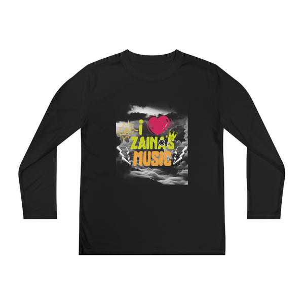 I Love Zainas Music Mascot Youth Long Sleeve Competitor Tee