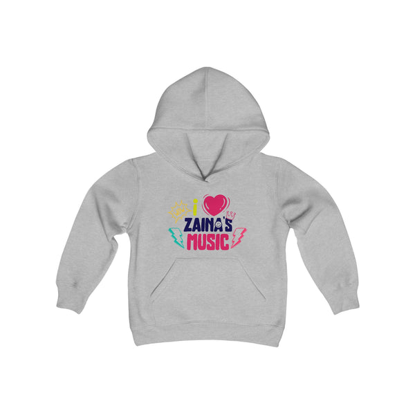 I Love Zainas Music Youth Heavy Blend Hooded Sweatshirt