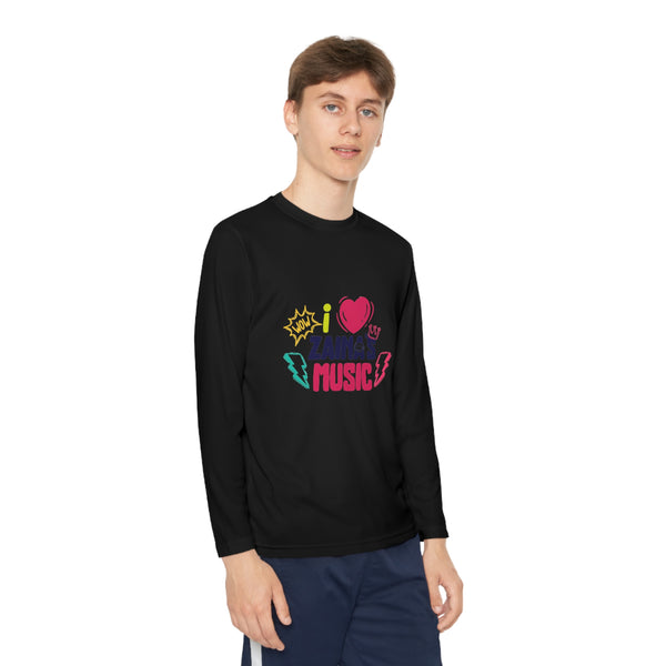 I Love Zainas Music Youth Long Sleeve Competitor Tee