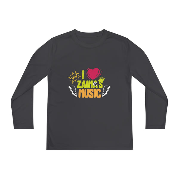 I Love Zainas Music Youth Long Sleeve Competitor Tee