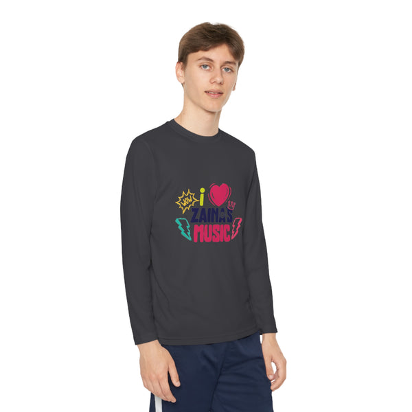 I Love Zainas Music Youth Long Sleeve Competitor Tee