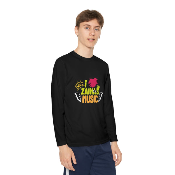 I Love Zainas Music Youth Long Sleeve Competitor Tee