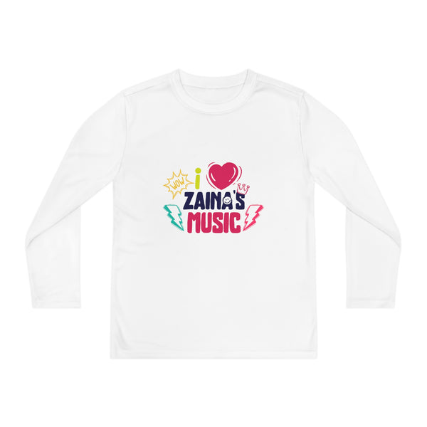 I Love Zainas Music Youth Long Sleeve Competitor Tee