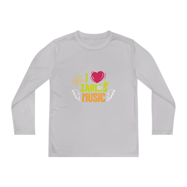 I Love Zainas Music Youth Long Sleeve Competitor Tee