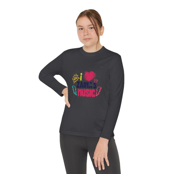 I Love Zainas Music Youth Long Sleeve Competitor Tee