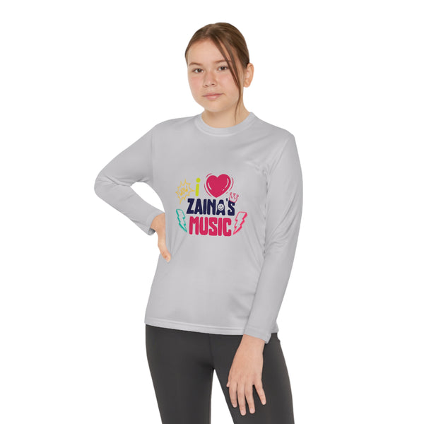 I Love Zainas Music Youth Long Sleeve Competitor Tee