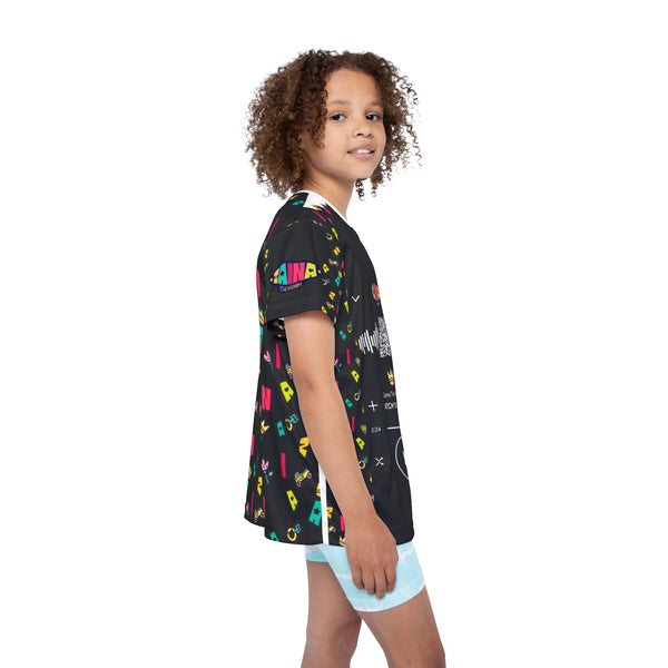 Kids Zaina Barcode Print Sports Jersey (AOP)