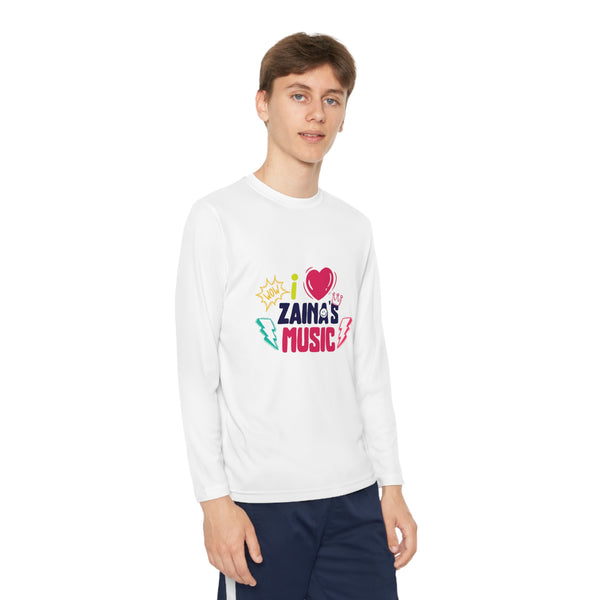 I Love Zainas Music Youth Long Sleeve Competitor Tee