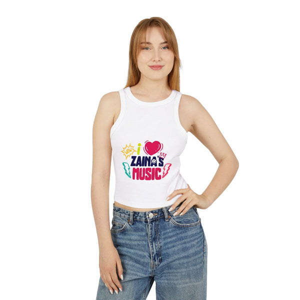 I Love Zainas Music Women's Micro Rib Racer Tank Top