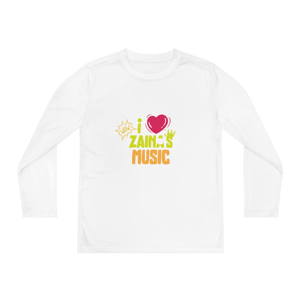 I Love Zainas Music Youth Long Sleeve Competitor Tee