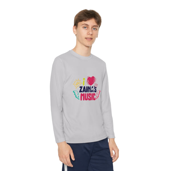 I Love Zainas Music Youth Long Sleeve Competitor Tee