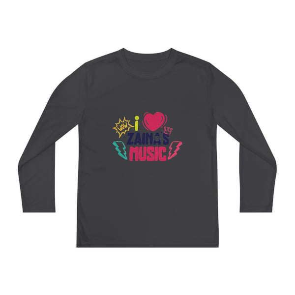 I Love Zainas Music Youth Long Sleeve Competitor Tee