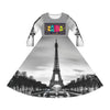 Zaina The Phenom Logo/Paris France Women's Long Sleeve Dance Dress (AOP)