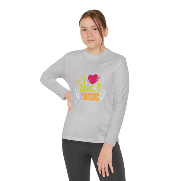 I Love Zainas Music Youth Long Sleeve Competitor Tee