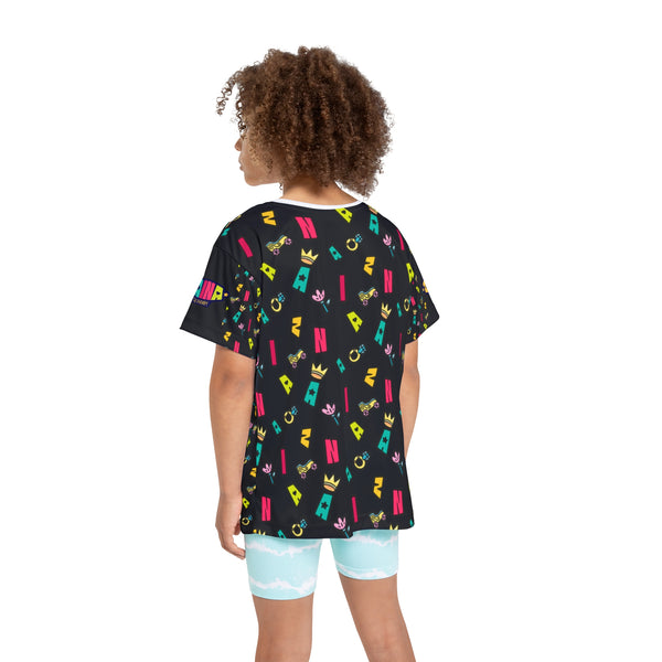 Kids Zaina Barcode Print Sports Jersey (AOP)