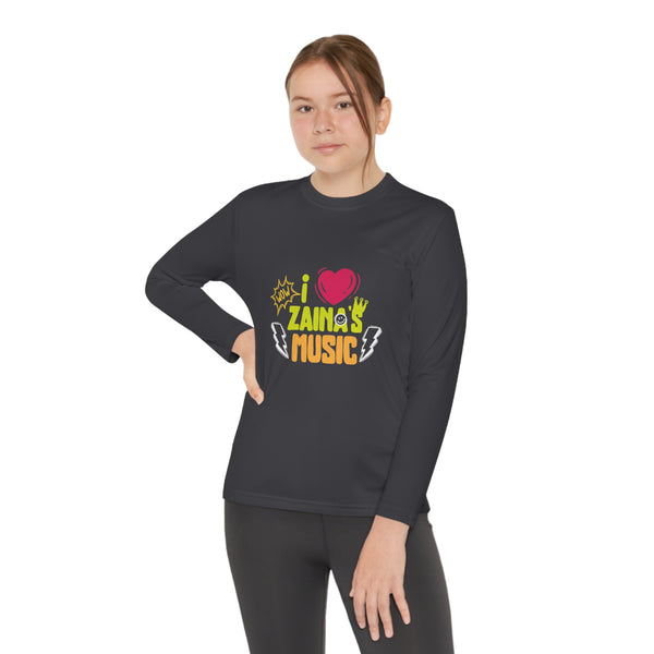 I Love Zainas Music Youth Long Sleeve Competitor Tee