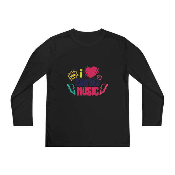 I Love Zainas Music Youth Long Sleeve Competitor Tee