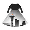 Zaina The Phenom Logo/Space Needle Women's Long Sleeve Dance Dress (AOP)