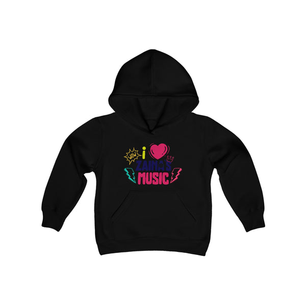 I Love Zainas Music Youth Heavy Blend Hooded Sweatshirt