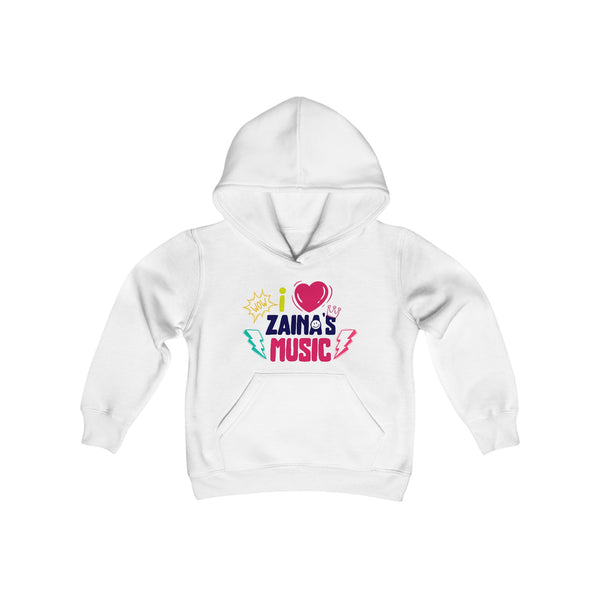 I Love Zainas Music Youth Heavy Blend Hooded Sweatshirt