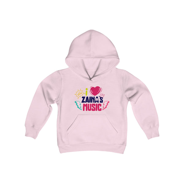 I Love Zainas Music Youth Heavy Blend Hooded Sweatshirt