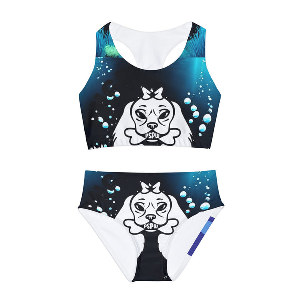 Girls Two Piece  Puget Sound Puppy Wear Swimsuit (AOP)